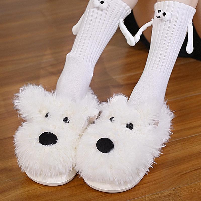 Новые пушистые рождественские тапочки женские милые тапочки с оленями женские шлепанцы теплые зимние мюли забавная домашняя обувь тапочки унисекс