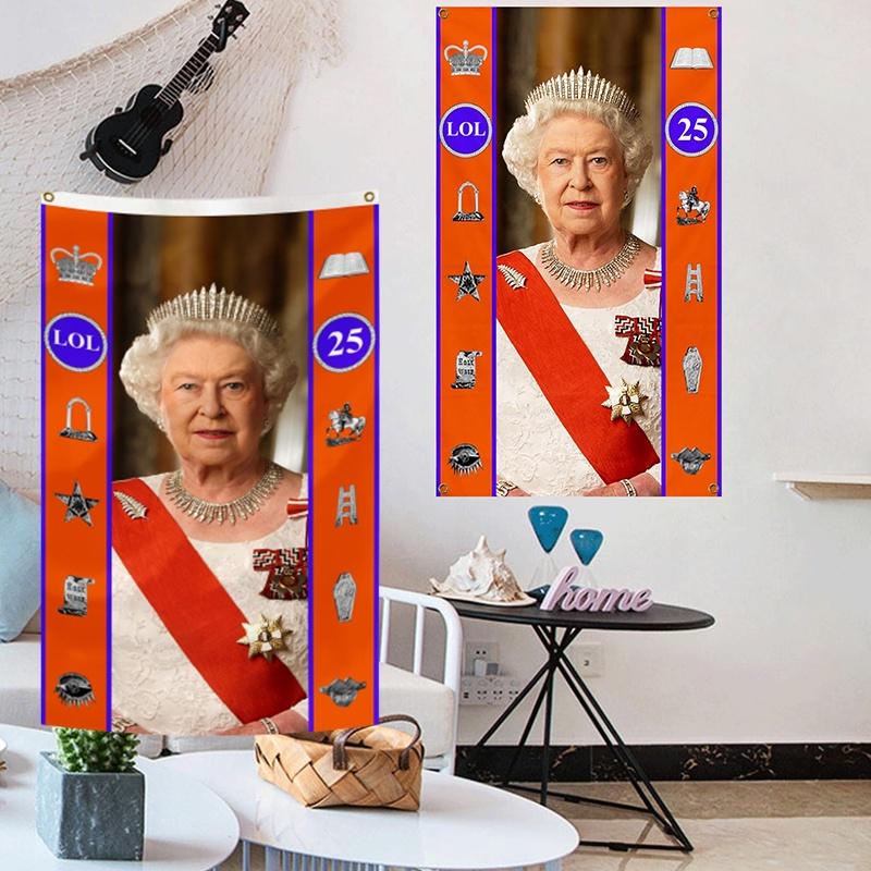 Premium Queen Elizabeth Ii Platinum Jubilee Flag Banner Elegant Mourning Decoration For Home And Garden
