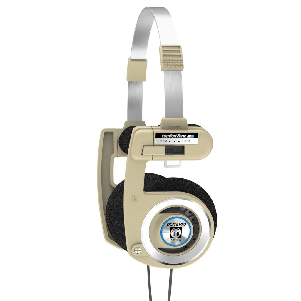 Koss Porta Pro Wired Limited Edition Rhythm Beige Headphones with Volume Touch Hard Carrying and On-Ear In-Line Microphone, Control, Remote, Case,