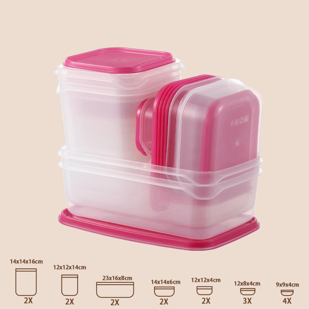 17Pcs/Set Stackable Fresh Keeping Box Plastic with Lid Food Storage Box Reusable Sealed Meal Prep Container Grain