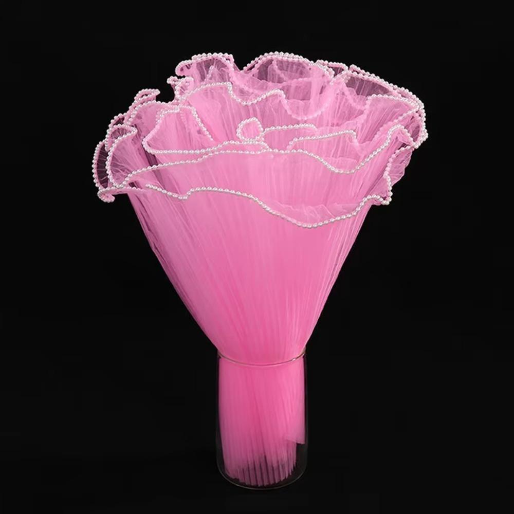Pearl Edge Bouquet Roll Multiple Color Mesh Wave Yarn Flower Wrapping Mesh Yarn For Wedding Party