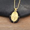 Nidin High Quality Ellipse Shape Zircon Charms Pendant For Women Copper Choker Necklace Lady Girl Religious Style Jewelry Gifts