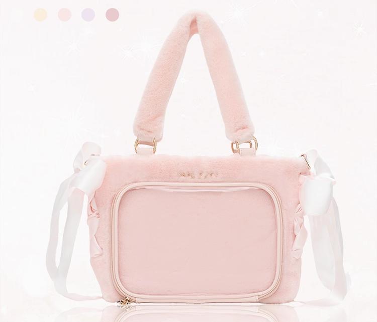 Плюшевая сумка-тоут через плечо Ita Original Bolsos De Mujer Прозрачный Tote Sac Femme Студенческие сумки с лентой для женщин Большая вместимость Bolso