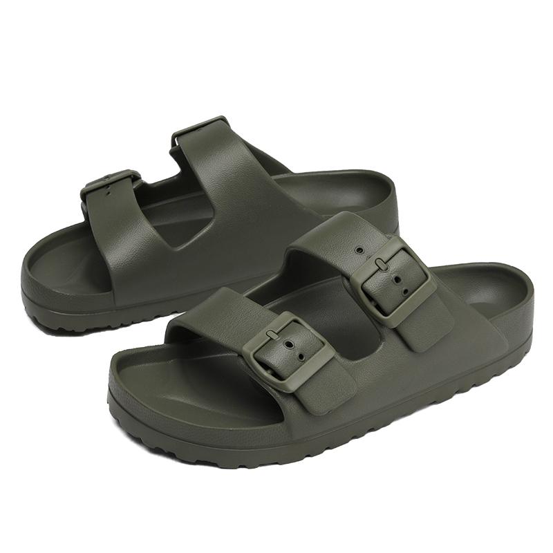 Белые Женские Шлепанцы Легкие Резиновые Сандалии Birken с Двумя Регулируемыми Ремешками Двойные Пряжки Домашняя Обувь Внутренние Шлепанцы