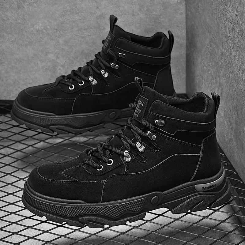 Men's Boots Fashion Casual Platform Boot Wear-resistant Work Safety Boots for Men Ankle Boots Non-slip Hiking Boot Botas Hombre