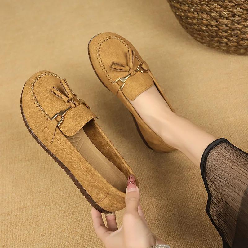 Fashion 2025 Flat Single Shoes New Women All Match Middle-aged Mother Non-slip Slip-on Casual Women's Shoes