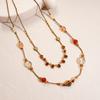 Boho Ceramic Flower Geometric Beaded Fashion Jewelry Hot Retro Necklace  Women