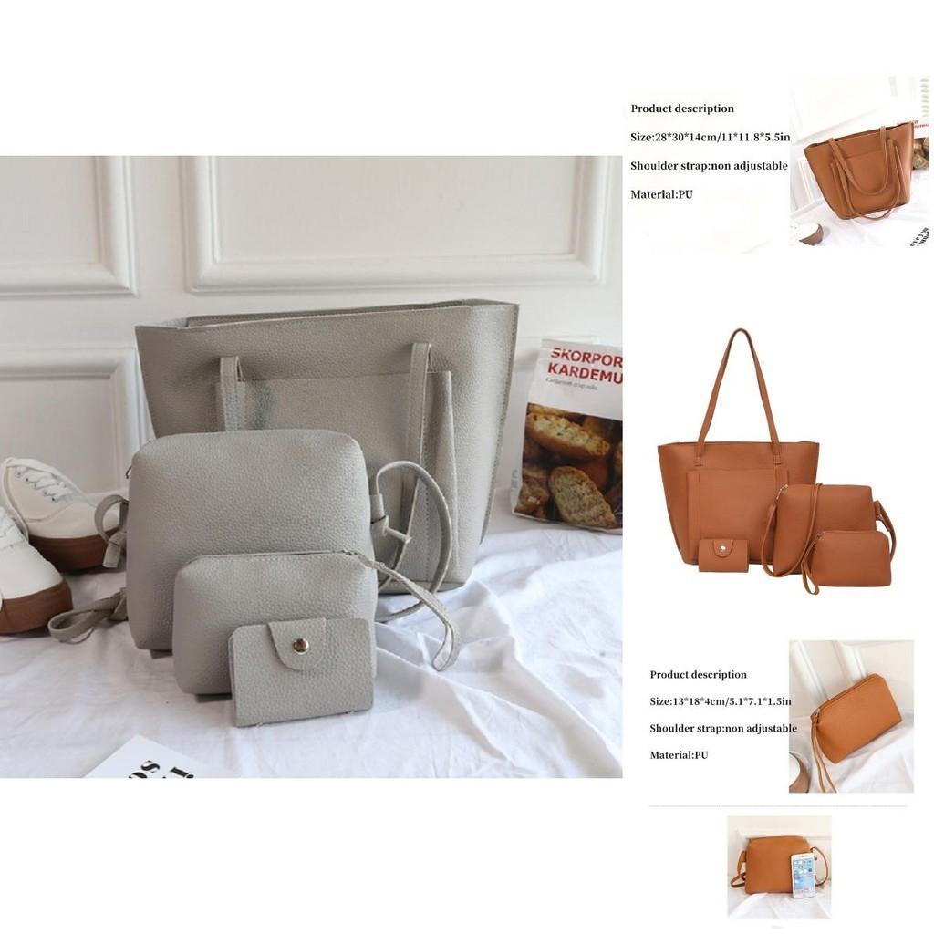 Модный набор женских сумок с узором личи из 4 предметов