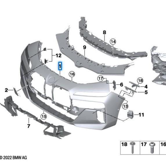 Сборка переднего бампера BMW 7 серии G70 - 51115A45BF8