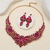 Dress Jewelry Necklace Earrings Two-Piece Set Colorful Flowers Bride Vintage Premium Design