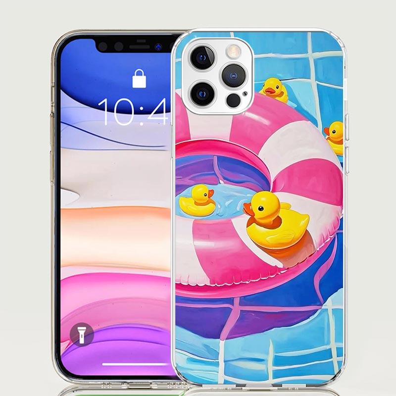 Rubber Ducks Swimming Pool Phone Case For iPhone 17 Air 16 15 Plus 11 14 Pro Max 13 Mini 12 7 8 + SE Pattern Art Customized Cove