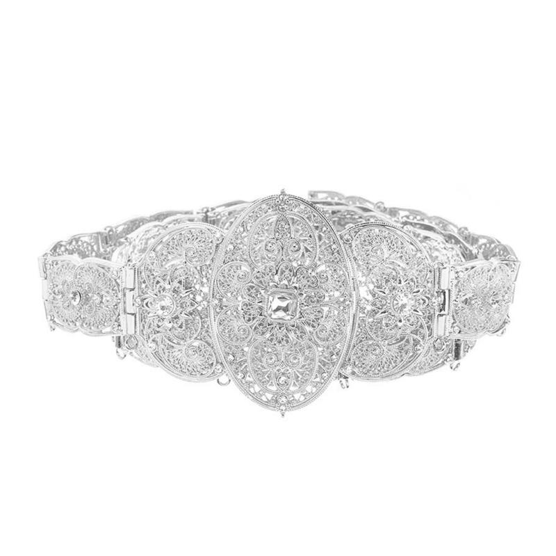 Марокканский кавказский хрустальный пояс, традиционный ближневосточный свадебный пояс, пояс с ажурными цветами, пояс невесты с украшениями на талию