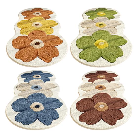 Цветочный ковер для пола Мягкий нескользящий ковер для спальни Винтажный весенний цветочный узор Моющийся коврик для пола для гостиной спальни ванной комнаты кухни