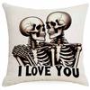 Halloween Couple Skull Print Pillowcase Home Sofa Cushion Pillowcase