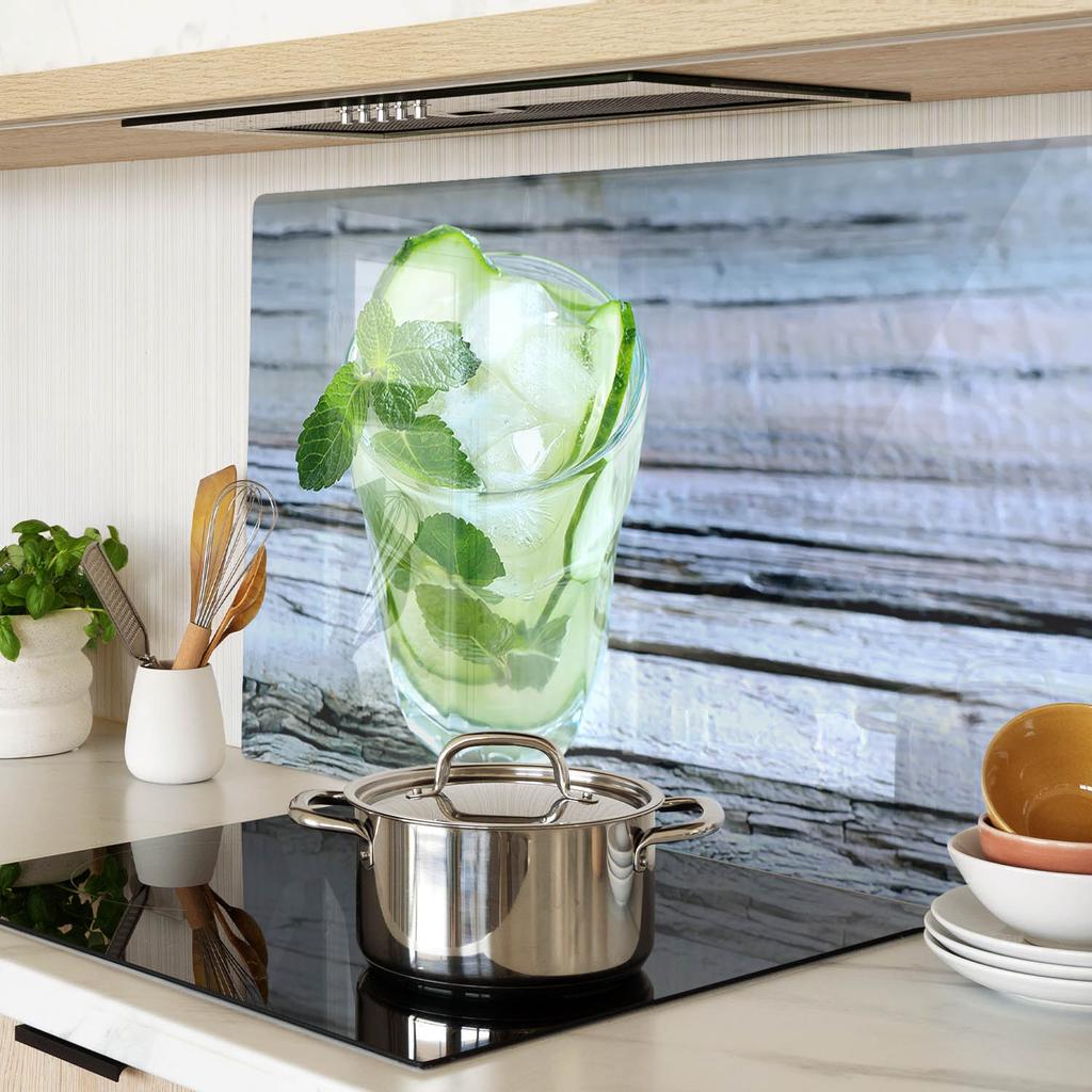 Durable and Stylish Glass Kitchen Board with Water Cucumber Pattern 80x52 cm