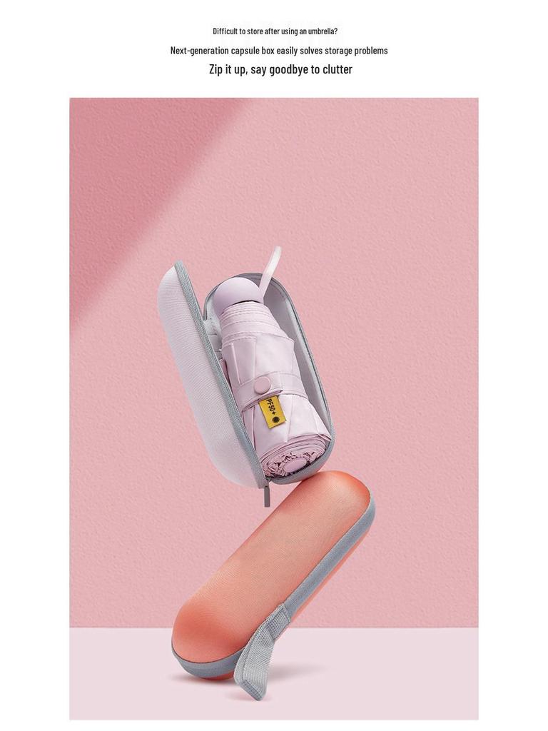 Женский мини-зонт двойного назначения: Компактный пятисложенный дизайн, Утолщенная ткань, Черный клей для защиты от УФ-лучей, Возможность нанесения логотипа на заказ