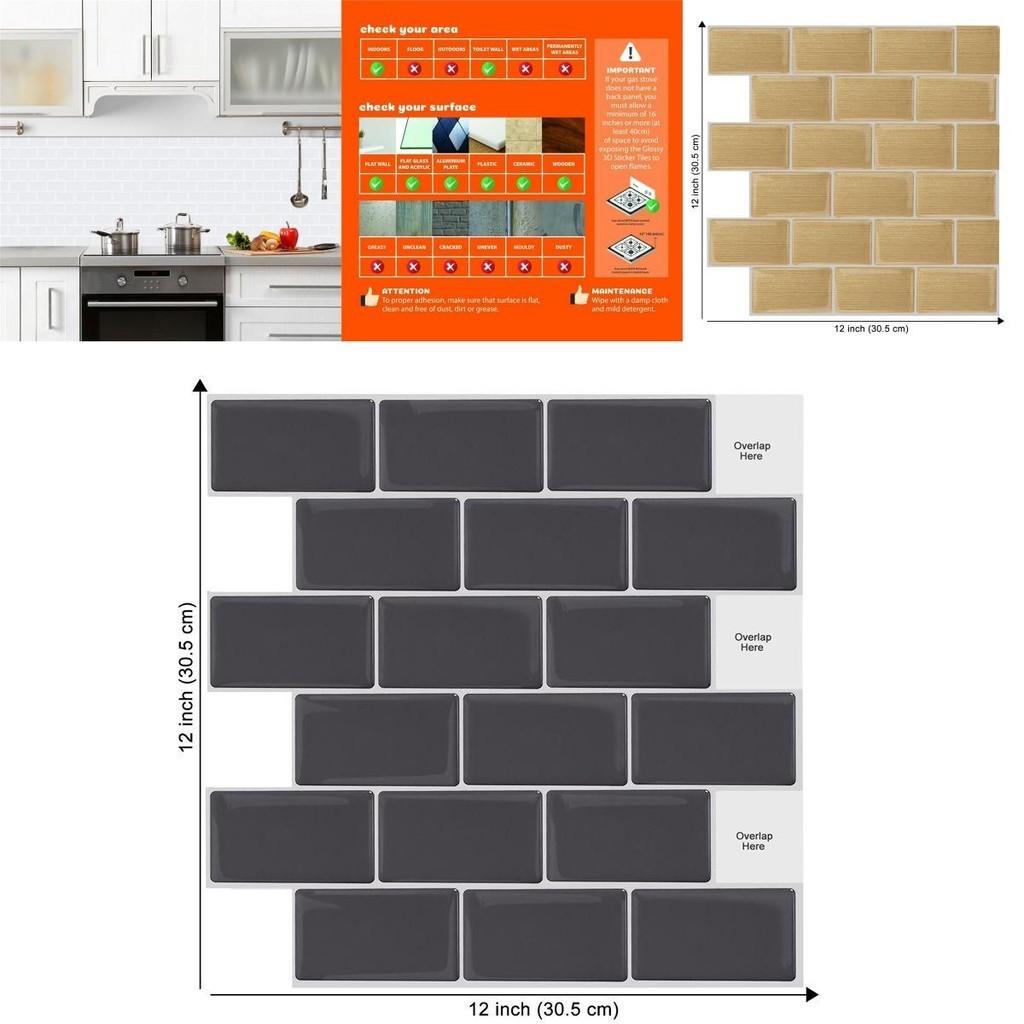 Яркая 3D самоклеящаяся наклейка Кухонный фартук из плитки для настенного декора в ванной