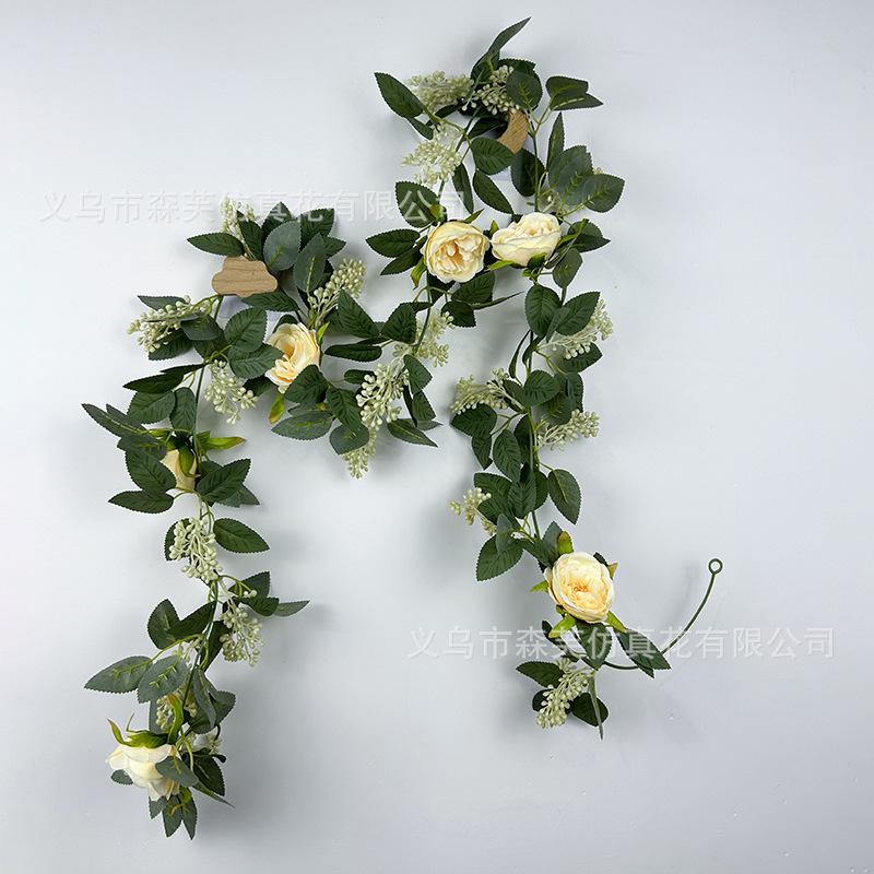 Искусственная цветочная лоза Лоза из зеленых растений Пластиковый шелковый цветок Украшение для труб кондиционера Настенная лоза