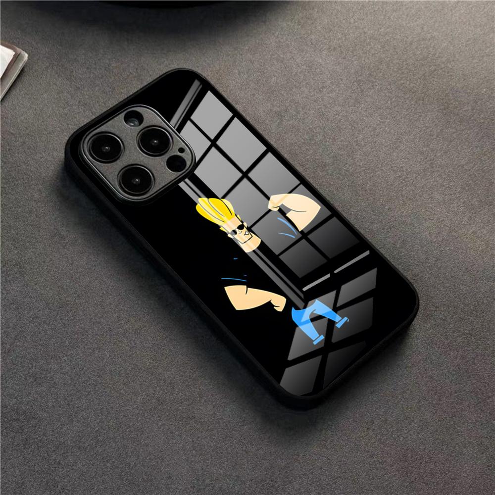 Johnny Bravo Anime Phone Case For 17 Pro Max IPhone 16 Pro 14 12 11 13 Mini X XR XS 15 Plus SE Glass Cover