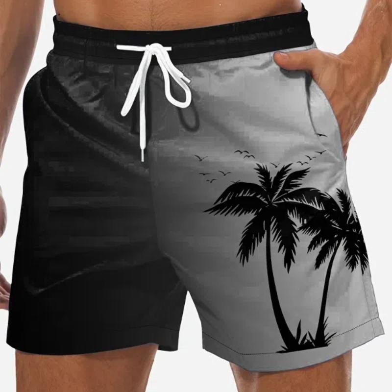 Мужские свободные пляжные шорты на шнурке, быстросохнущие шорты из кокосовой пальмы для лета, женские и мужские повседневные спортивные шорты с 3D-принтом