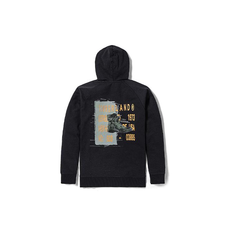 Timberland Sweatshirts Men's Black Hooded Moderate Regular (Unisex) Sweatshirts A2DXU 001