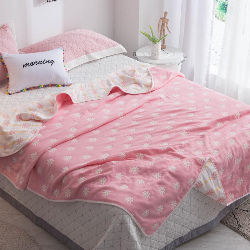 Новое хлопковое шестислойное марлевое одеяло представляет собой одинарное двойное одеяло с кондиционером, хлопковое диванное полотенце, четырехсезонное одеяло для обеденного перерыва.