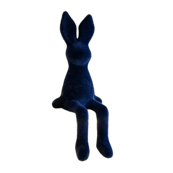 Sitting Bunny Statue Flocking Rabbit Figurine Easter Bunny Ornaments for Living Room Cabinet Home Tabletop Decor