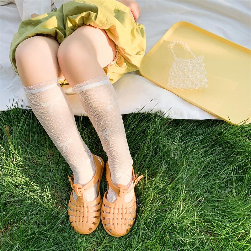 Korean Kids Girl Sock Retro Lace Ruffle Hollow Lovely Calf Sock for Children Girl Thin Breathable Frilly Princess Sock Kid Stuff