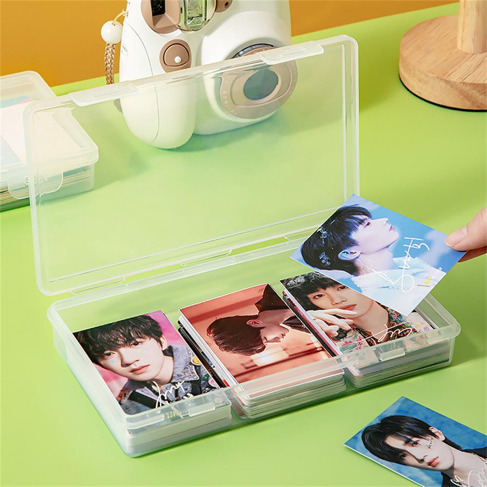 Photo Storage Box Rectangular Desktop Box Card Organizer Plastic Transparent Case For Photography Enthusiasts Desktop Postcard