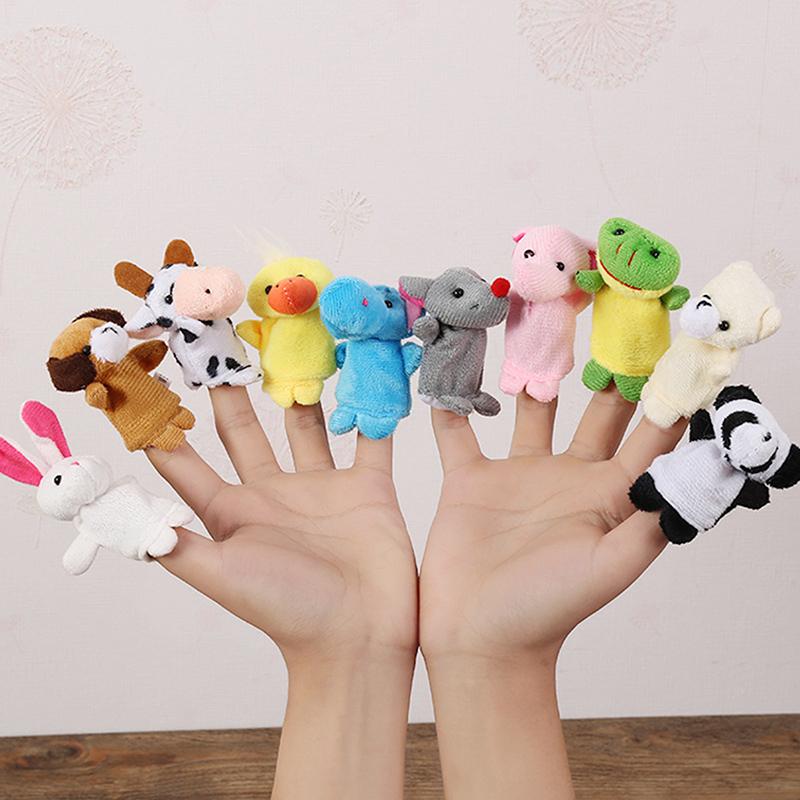 1 Set Role Play Tell Story Cloth Doll Educational Toy Cartoon Animal Family Finger Puppet Soft Plush Toys For Children Gift