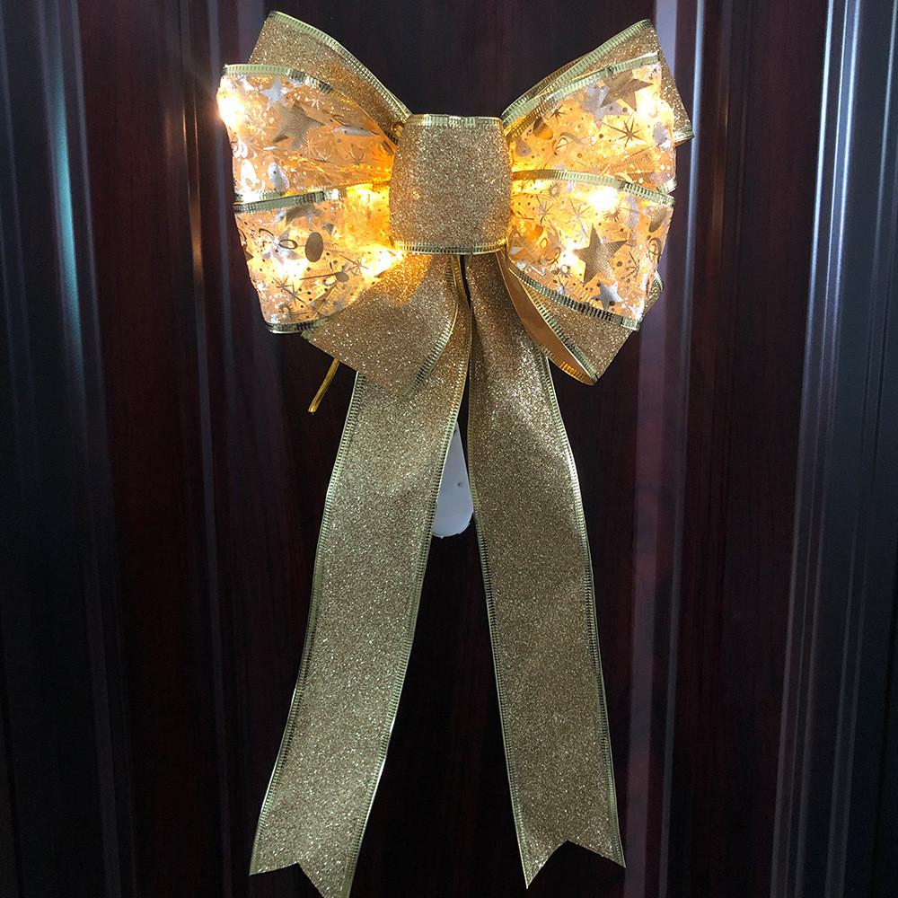 Красочный светодиодный двухслойный бант для рождественской елки, праздничное украшение