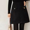 Simplicity Office Lady Autumn Winter New Women Solid Zipper Button Bright Silk Korean Fashion High Waist Short Slim A-line Skirt