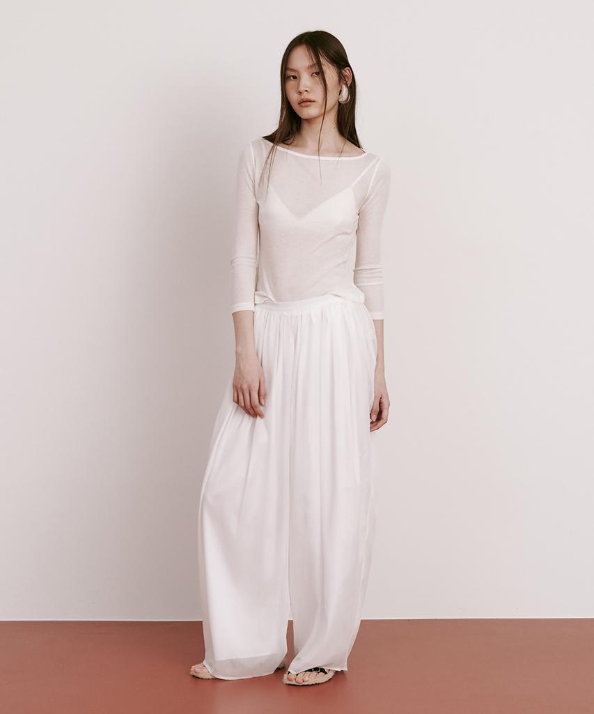 WNDERKAMMER Moon Jar - Shaped Chiffon Pants_White