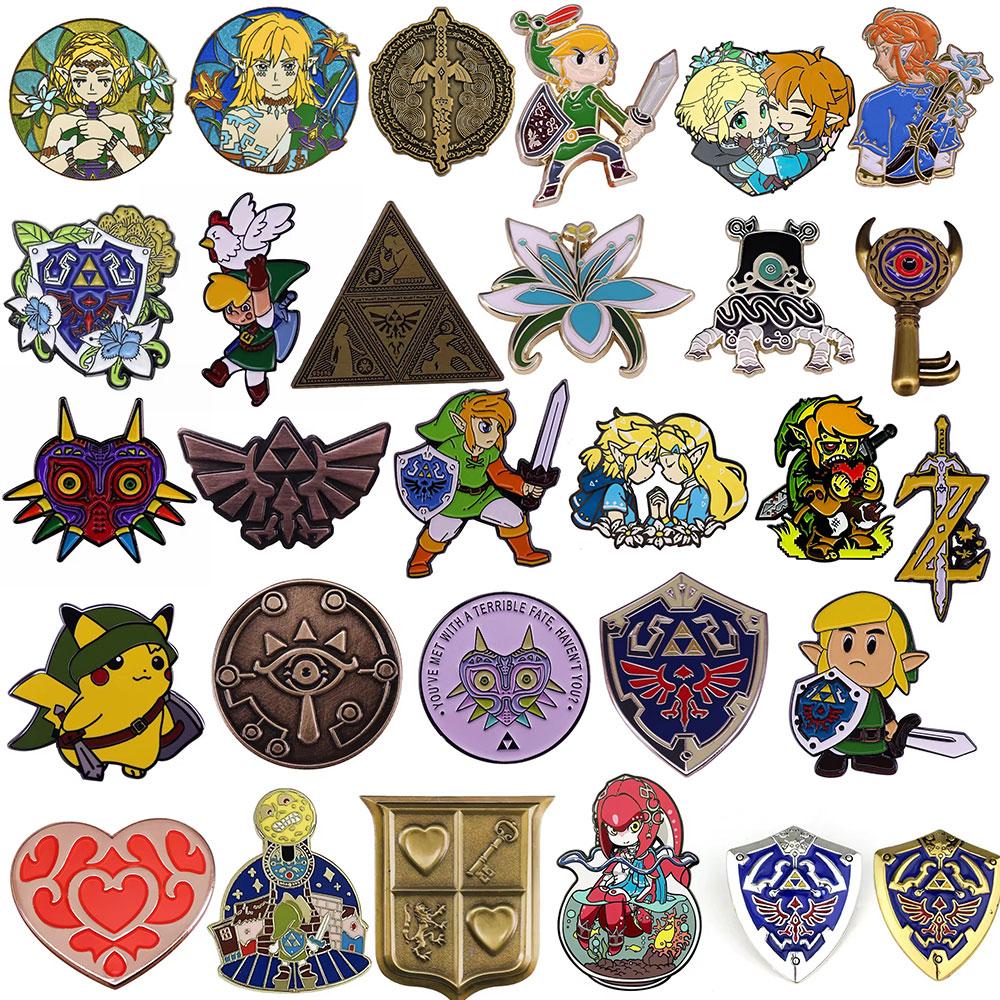 Эмалевые значки The Legend of Zelda Аниме Зельда Манга Броши для Женщин Мужчин Значки на Лацкан Значки на Рюкзак Одежду Аксессуары Подарки