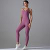 Nessaj One Piece Yoga Jumpsuits Women Solid Color Fitness Bodysuit Back Cross Playsuit Backless Yoga Rompers