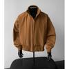 Men S Cropped Stand Collar Solid Color Plus Size Pilot Jacket