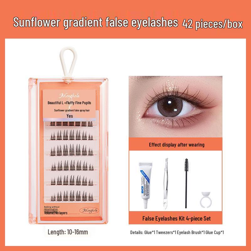 Накладные ресницы Menghela Big Eye Natural Curled - Тонкая ножка, отдельные пучки для удлинения