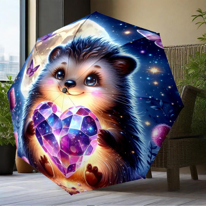 Sleepy Hedgehog Dreams Umbrella Folding umbrella, automatic umbrella 8-Frame for Travel, camping Use Gift for Halloween Christmas