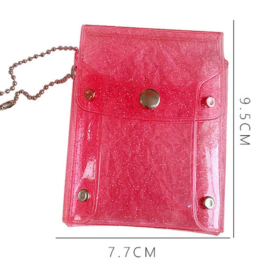 Cute Sequins Transparent Coin Purse Lipstick Bag Girl Kawaii Pink Key Chain Wallets Card Holder Fashion Hasp Clear Pvc Mini Bags