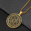 Punk Constellation Star of David Pendant Gold Color Stainless Steel Round Necklace for Men Women Zodiac Signs Jewelry Gifts