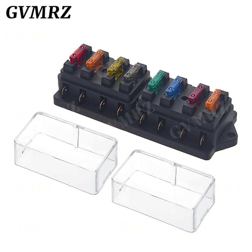 4/6/8/12 Way Car Fuse Box Car Fuse Holder Car Truck Auto Blade Fuse Box with 4/6/8/12 Fuses for 12V 24V ATO Standard Circuit