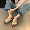 New Fashion Cork Sandals Women Classic Cork Suede Footbed Slippers Female Summer Beach Sandals With Adjustable Buckle