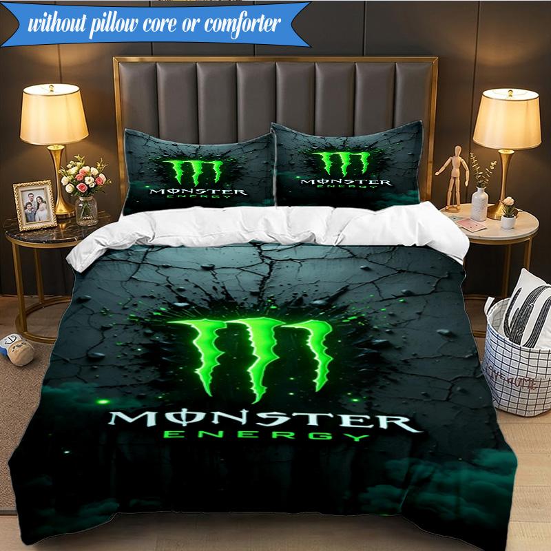 3PCS Monster Drink Bedding Set,Including 1pc Duvet Cover And 2pcs Pillowcases Perfect for Bedroom, Dormitory, Fan Christmas gift