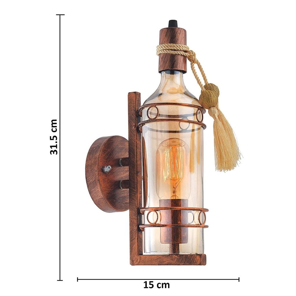 Металлический настенный бра Антикварная лампа в виде винной бутылки | Настенный светильник в винтажном стиле | Настенный светильник для украшения дома, бара и ресторана (Пакет из 4)