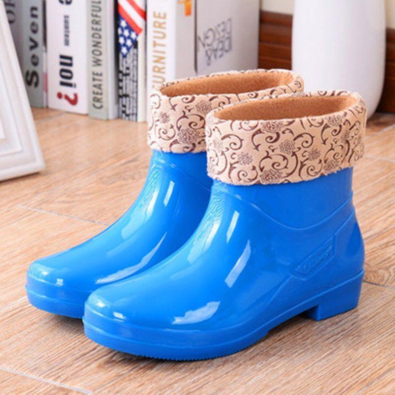 Rain shoes women's high tube water shoes fashion medium tube rain shoes non-slip beef tendon sole rain boots labor insurance work water boots