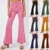 Spring Fashion Corduroy Flared Wide Leg Pants Women's Street Solid Colour Casual Pants