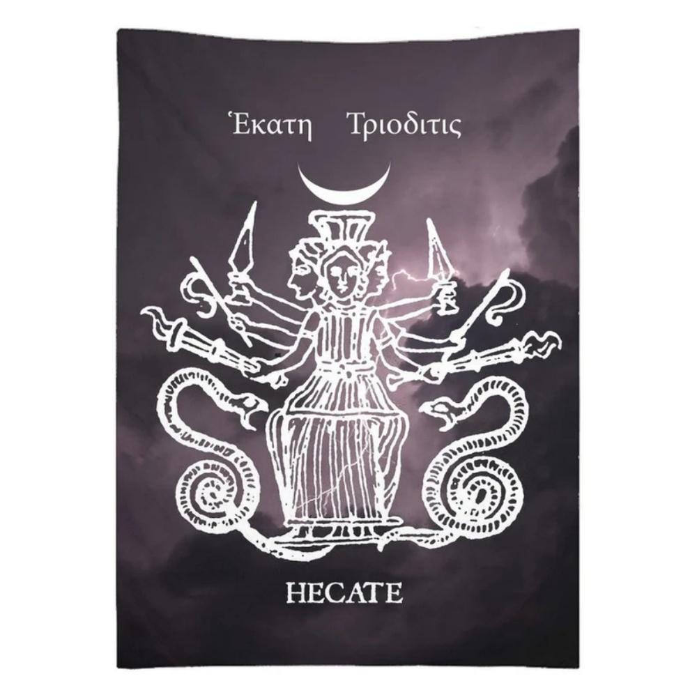 Hecate of the Crossroads Nocturnal Storm Tapestries Vivid Mythic Storm ArtworkGreat for Infusing Occult Charm into Wall Decor