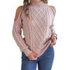 QICED Autumn and Winter Casual Twist Off-the-shoulder Semi-high Neck Long-sleeved Pullover Sweater Women's Wear
