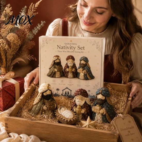 Diy Patchwork Nativity Scene Kit DIY Kit, Fabric Sewing Meaningful Handmade Christmas Gifts Religious Quilted Craft Set for Home Decoration