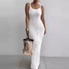 Women's Solid Color Suspender Sexy Tight Long Dress